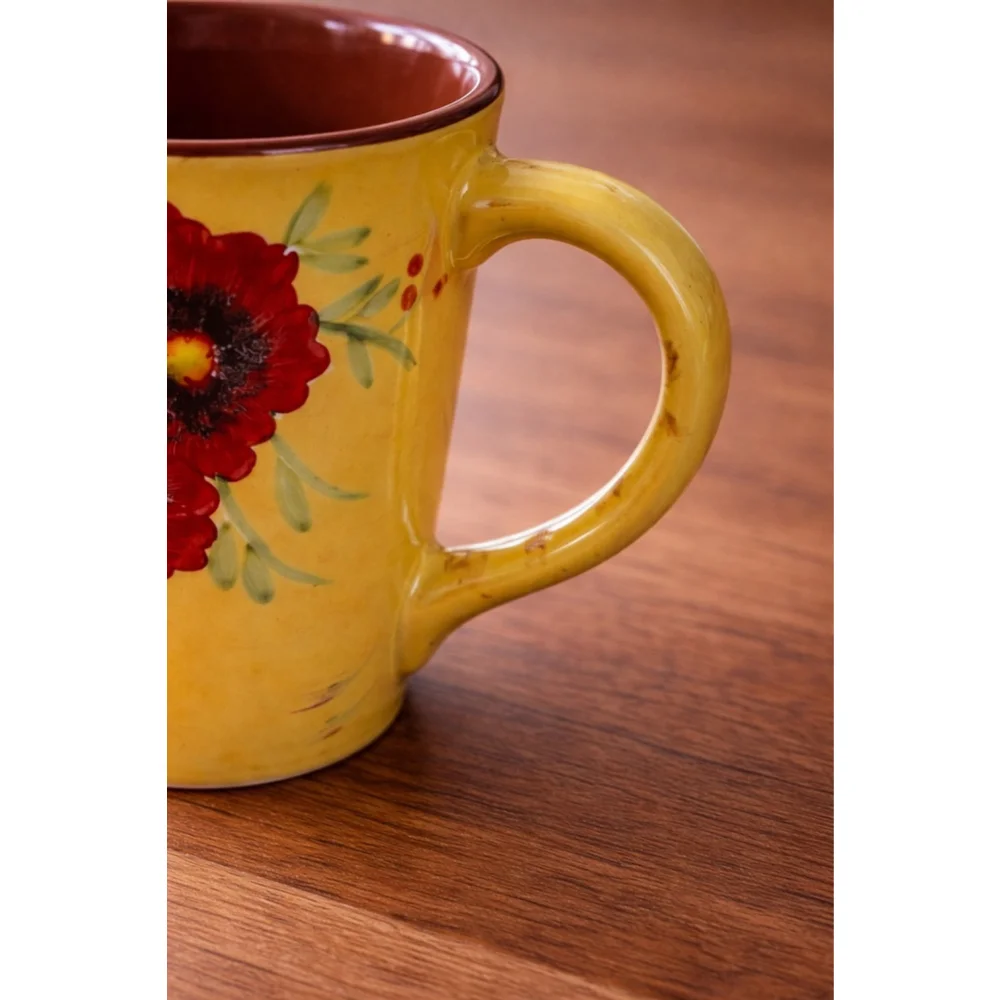 Hand Painted Yellow Floral Coffee Mug | Poppy & Tulip | Cottagecore